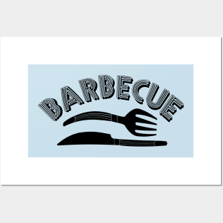 Barbecue Curved Knife and Fork Posters and Art